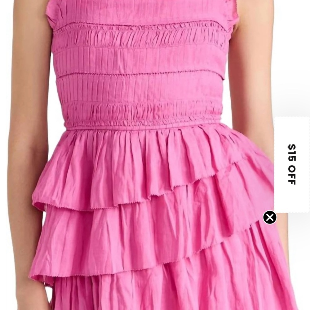 Sea New York Pink Smocked Tiered Ruffle Mini Dress